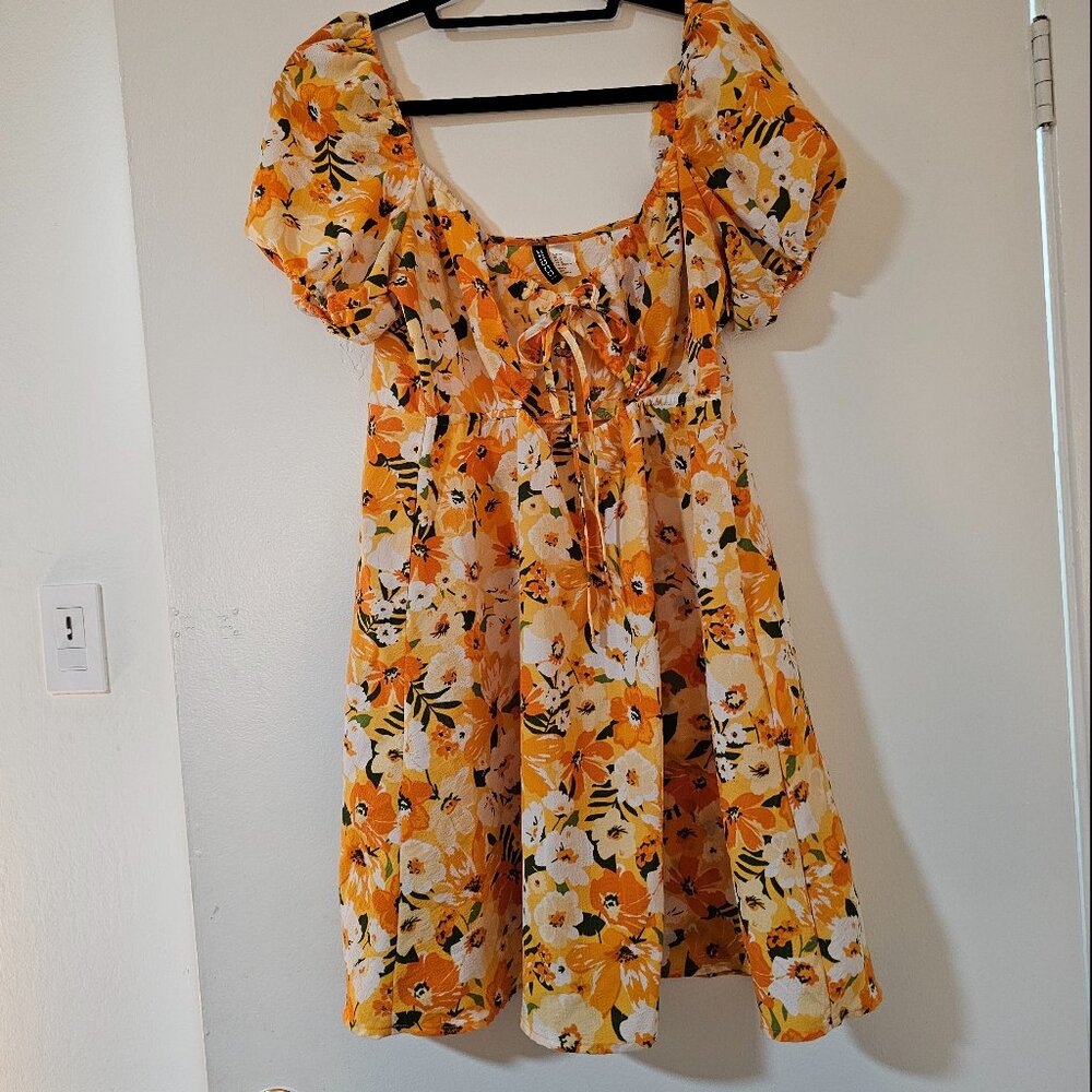 H&M Orange Floral A Line Dress